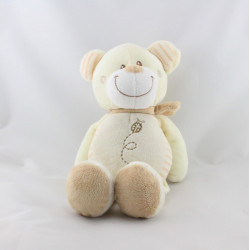 Doudou ours écru beige rayé coccinelle NICOTOY