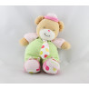 Doudou ours vert rose pois  cravate TAKINOU 