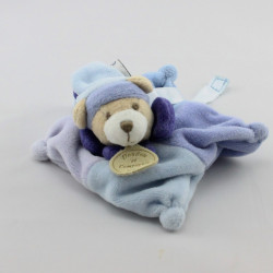 DMini doudou plat ours bleu attache tétine DOUDOU ET COMPAGNIE