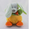 Doudou musical lapin jaune vert pois ours brodé MOTS D'ENFANTS