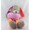 Doudou lapin beige rose orange pois DOUKIDOU