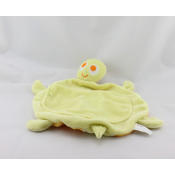 Doudou plat tortue jaune orange poche VERTBAUDET