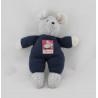 Doudou souris grise bleu marine rouge SIGIKID