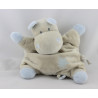 Doudou semi plat hippopotame beige bleu PREMAMAN