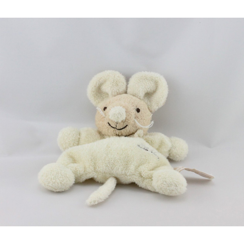 Doudou semi plat souris écru beige TIAMO COLLECTION