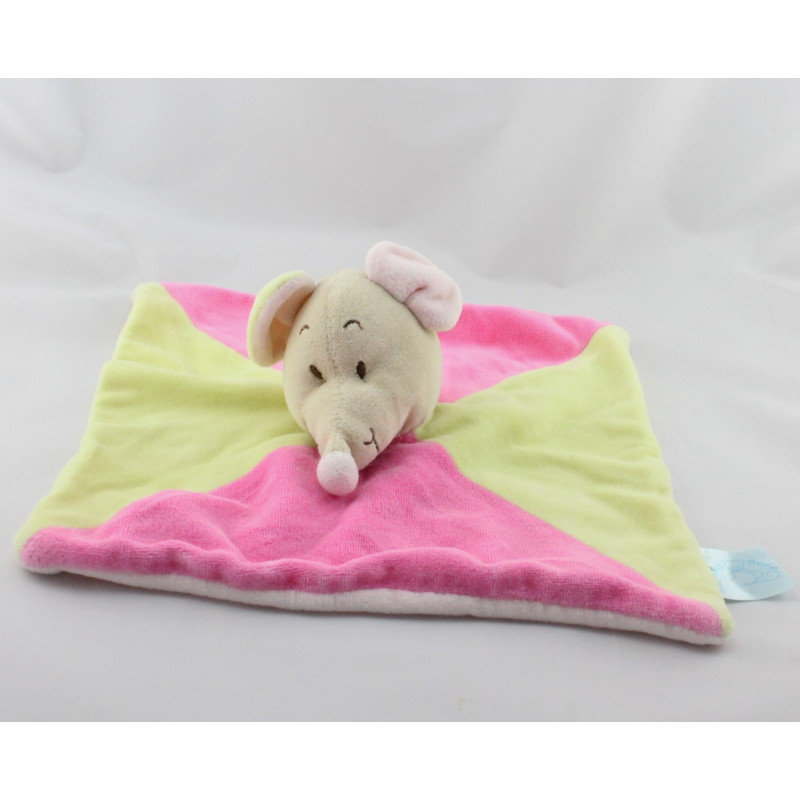 Doudou plat souris rose verte KING BEAR