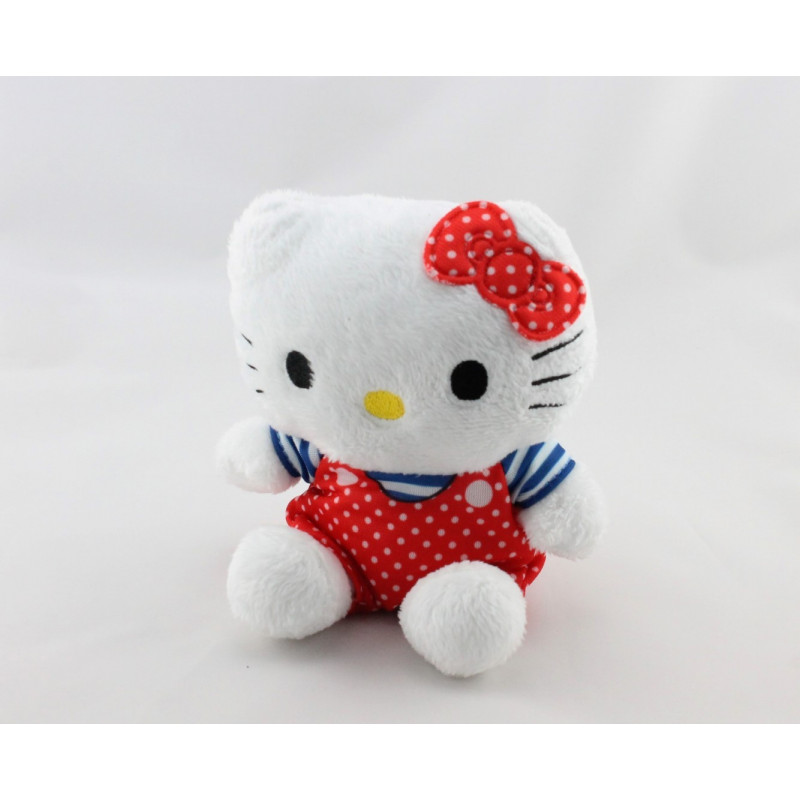 Doudou chat HELLO KITTY rouge bleu pois Sanrio License