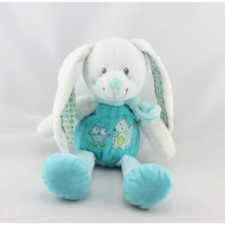 Doudou lapin blanc bleu hibou renard MOTS D'ENFANTS