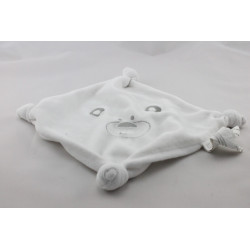 Doudou plat carré blanc ours AUCHAN