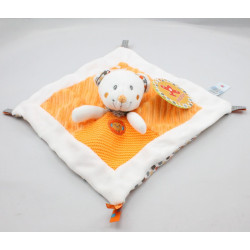 Doudou plat ours blanc orange pois oiseau NICOTOY