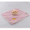 Doudou Plat carré rose escargot brodé Fillette Lutin Bengy