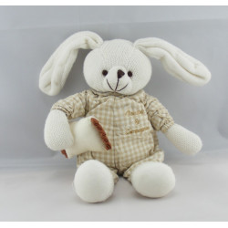 Doudou lapin vichy beige avec coussin DOUDOU ET COMPAGNIE