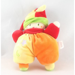 Doudou clown jaune orange rouge COROLLE