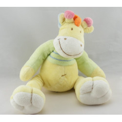 Doudou girafe ane cheval jaune vert Mots d'enfants