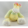Doudou girafe ane cheval jaune vert Mots d'enfants