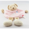 Doudou plat ours rose fleur brodé TEX