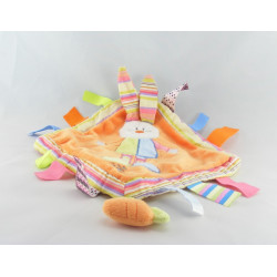 Doudou plat carré orange lapin best the bunny TIAMO