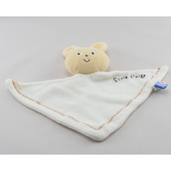 Doudou plat lapin blanc couture orange SUCRE D'ORGE
