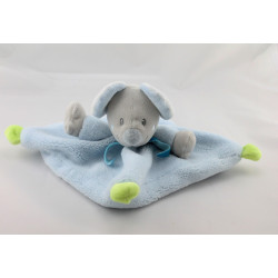 Doudou plat souris grise bleu vert NICOTOY