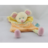 Doudou plat souris jaune orange bleu HAPPY MOUSE KIMBALOO