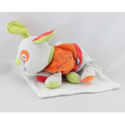 Doudou chien gris orange rouge vert mouchoir Cajou SUCRE D'ORGE