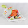 Doudou chien gris orange rouge vert mouchoir Cajou SUCRE D'ORGE