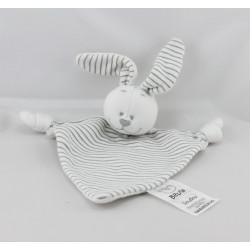 doudou plat lapin blanc rayé gris BRUIN BABY R US