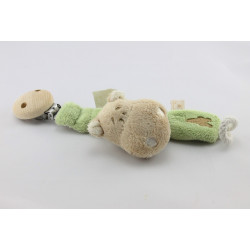 Attache tétine Doudou hippopotame beige vert NOUKIE'S