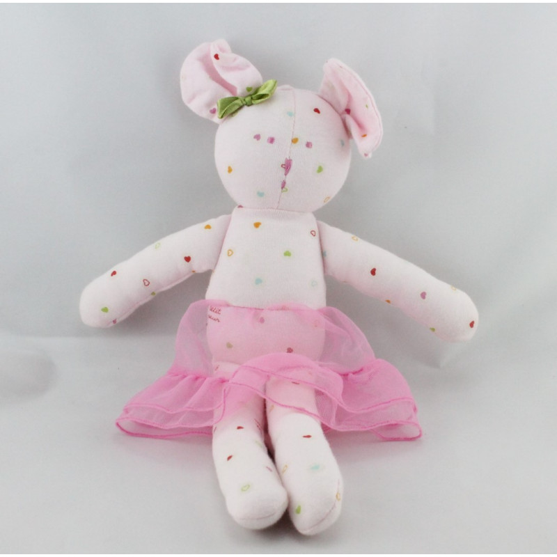 Doudou souris rose petit coeur tutu PETIT BATEAU