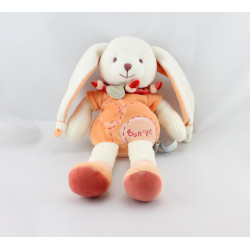 Doudou et compagnie lapin Bonnie blanc orange 