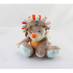 Doudou musical hérisson marron bleu jaune foulard orange NATTOU