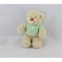 Doudou ours rayé bleu vert mouton TEX BABY