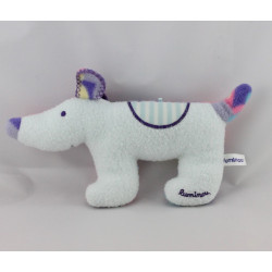 Doudou Chien bleu multicolore fleurs LUMINOU