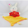 Doudou semi plat lapin rouge orange poussin NICOTOY