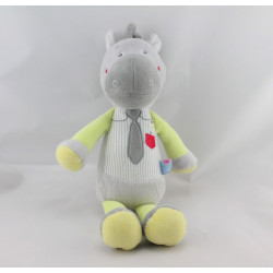 Doudou cheval gris vert cravaté SUCRE D'ORGE