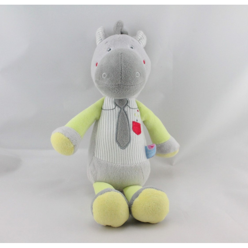 Doudou cheval gris vert cravaté SUCRE D'ORGE