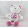 Doudou musical ours blanc rose bleu P'TIT BISOU AUBERT