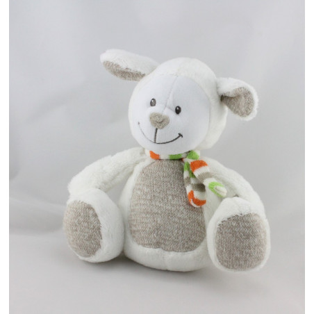 Doudou mouton blanc beige écharpe laine NICOTOY
