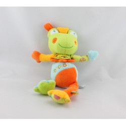 Doudou vibrant grenouille verte bleu orange Babysun
