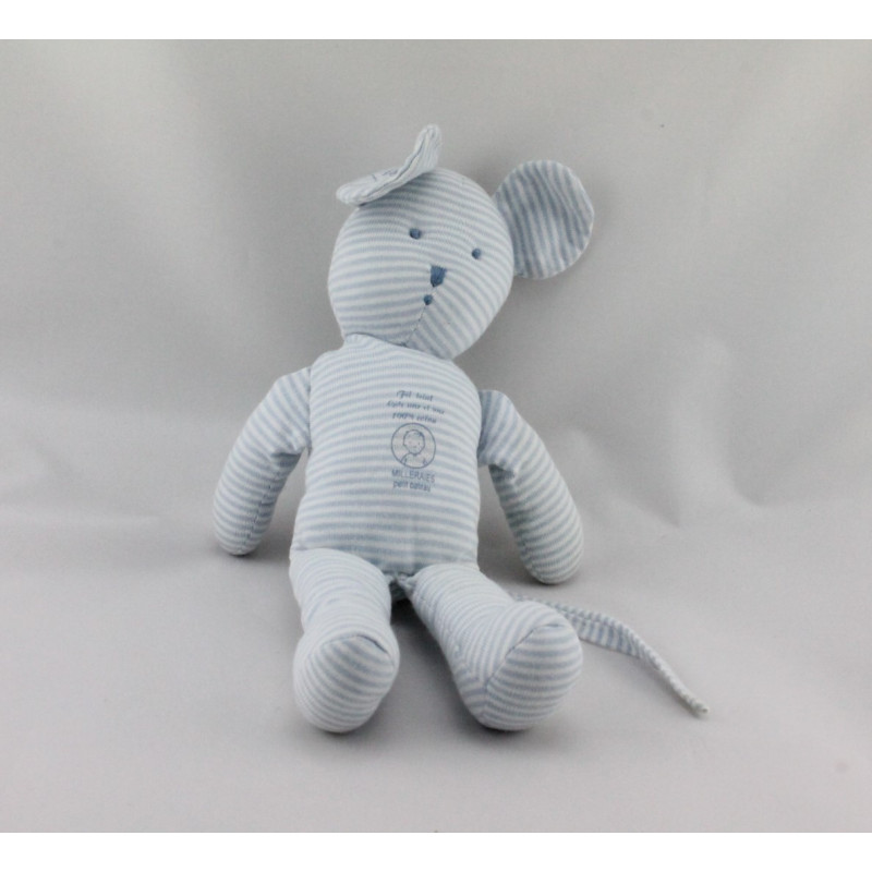 Doudou souris rayé bleu Milleraies PETIT BATEAU