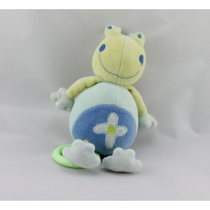 Doudou musical grenouille verte bleu fleur Babysun