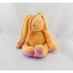 Doudou lapin orange rose jaune fleur NOUNOURS