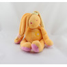 Doudou lapin orange rose jaune fleur NOUNOURS