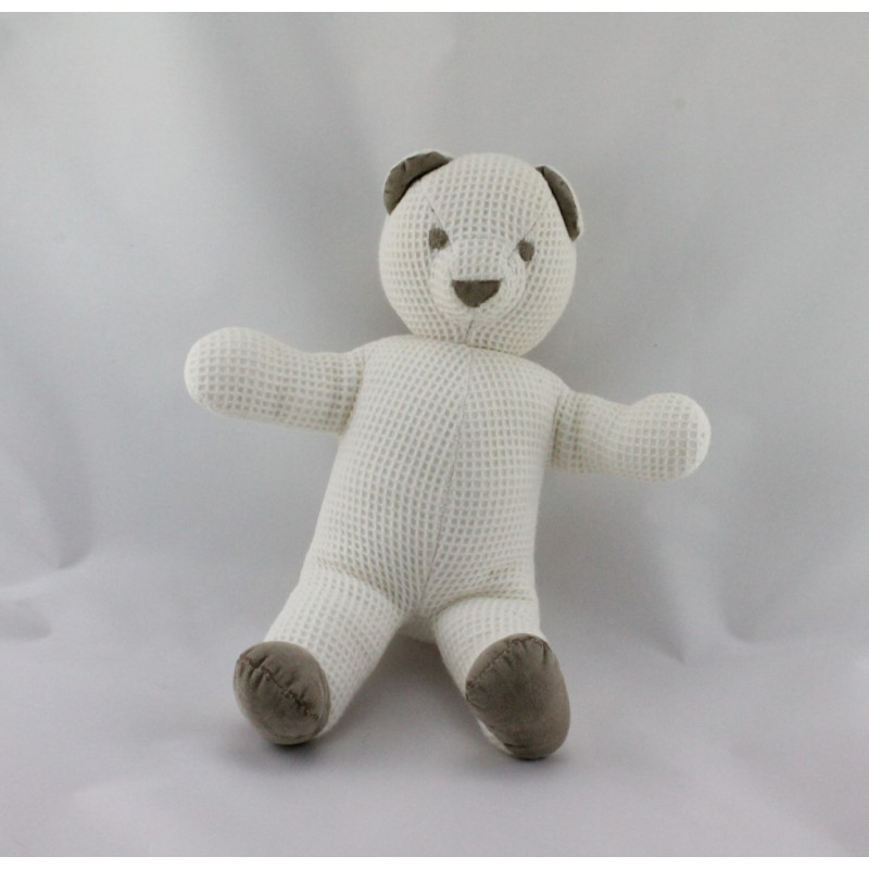 Doudou ours blanc gris LES PETITES MARIE