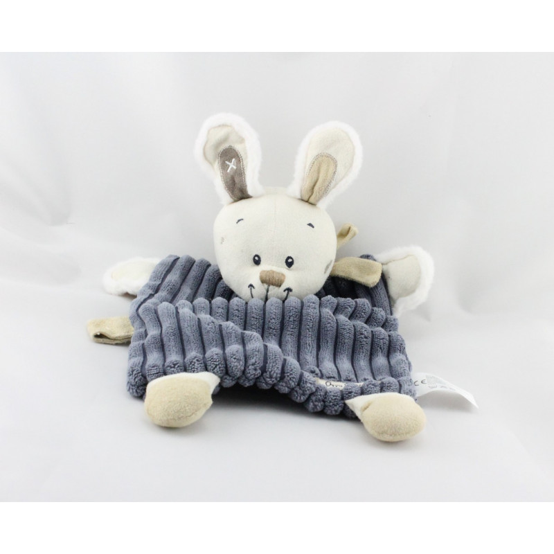 Doudou plat Lapin bleu marine NICOTOY NEUF
