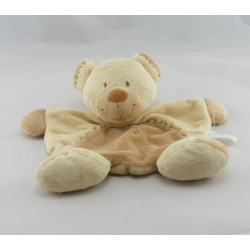 Doudou plat écru beige ours croix NICOTOY