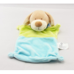 Doudou plat Chien bleu vert Nicotoy 