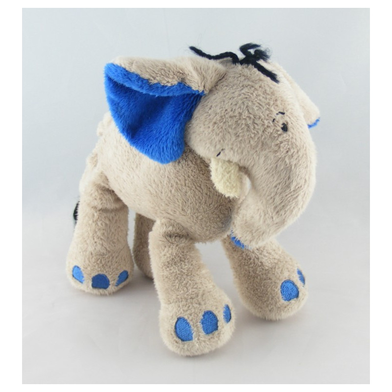 Doudou éléphant beige bleu NICOTOY
