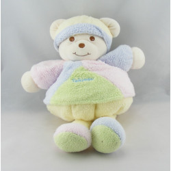 Doudou ours boule jaune rose bleu vert bonnet TAKINOU