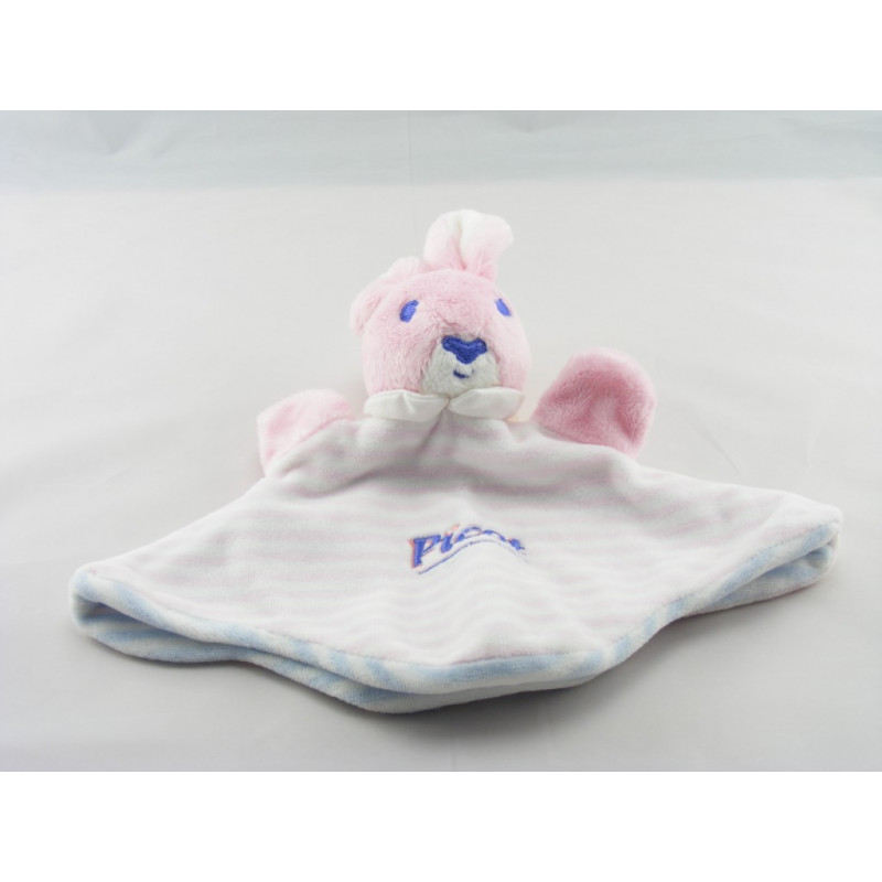 Doudou plat Lapin rose rayé PICOT